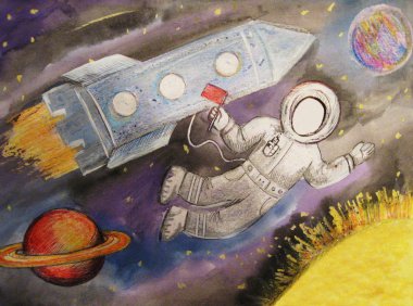 flygning raket och astronauter i universum och rymden planeter
