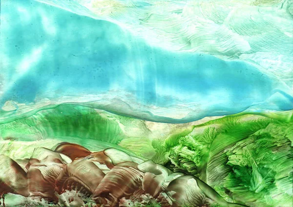 熔漆山水画现代技术的抽象草图 — 图库照片