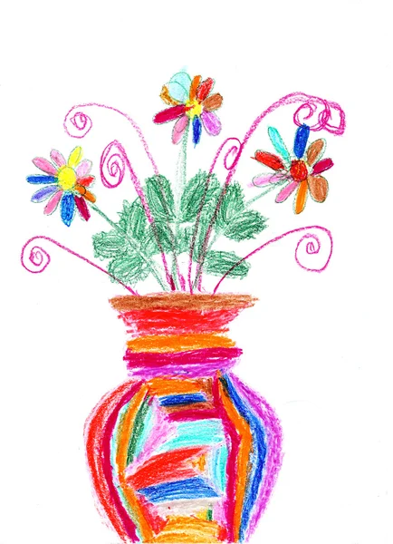 儿童画的五颜六色的花束 — 图库照片