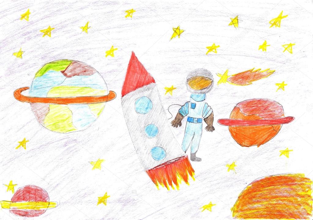 Kids Drawing Space Photos, Images and Pictures