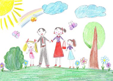 İki çocuklu mutlu aile