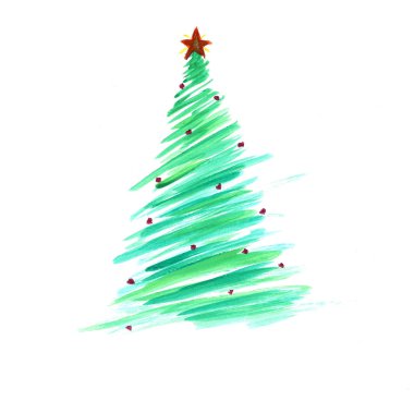 Renkli süsler ile stilize Noel ağacı