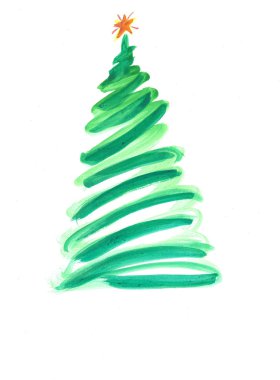 Renkli süsler ile stilize Noel ağacı