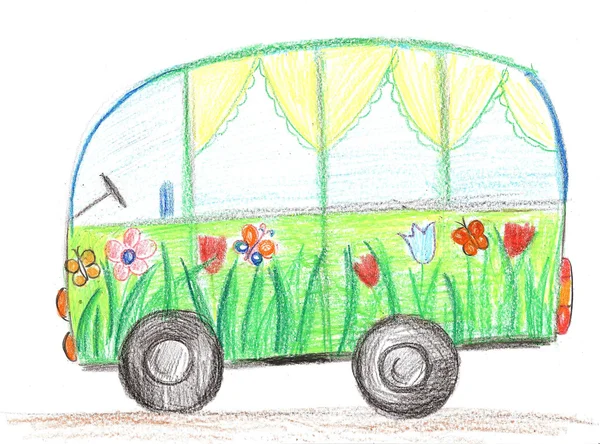 Kind zeichnet Auto — Stockfoto