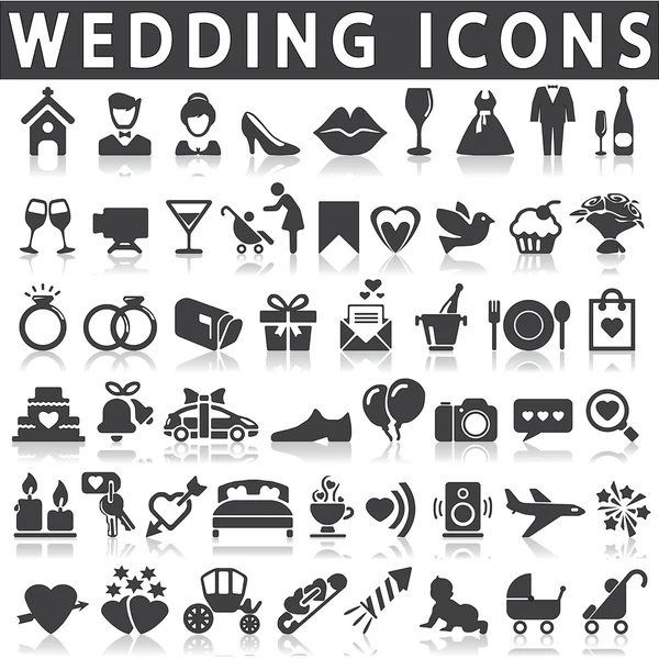 Iconos de boda sobre un fondo blanco — Archivo Imágenes Vectoriales