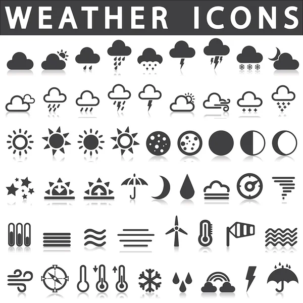 Beyaz bir arka plan üzerinde hava durumu simgeleri