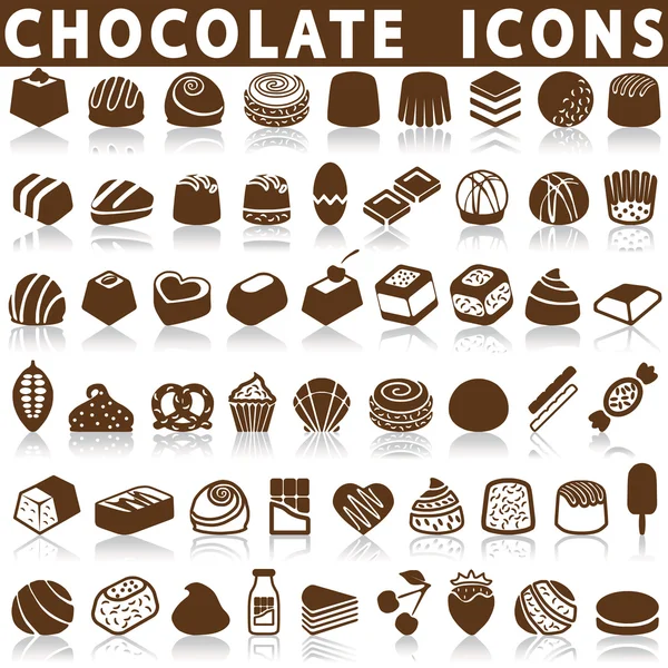 Iconos de chocolate caramelo — Vector de stock