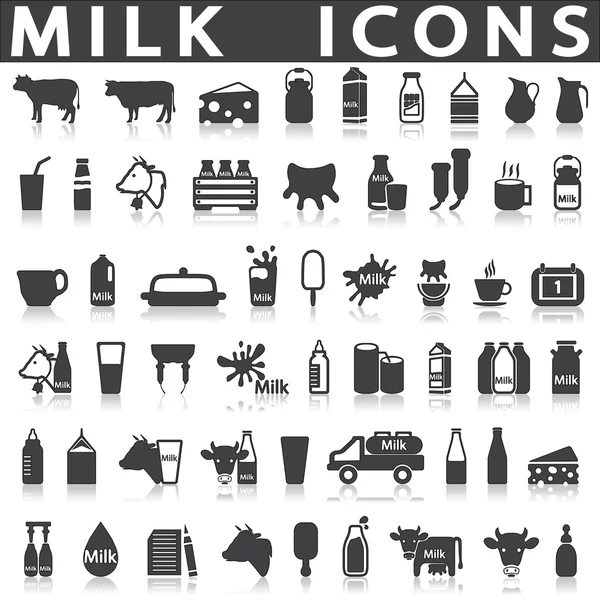 Beyaz bir arka plan üzerinde süt simgeler