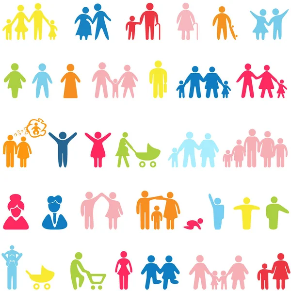 Beyaz arkaplanda aile anları simgeleri ayarlandı