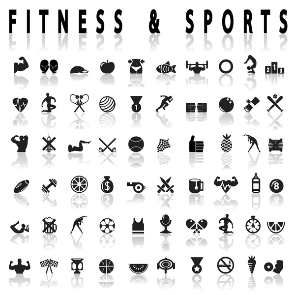 Fitness y deportes Iconos — Archivo Imágenes Vectoriales