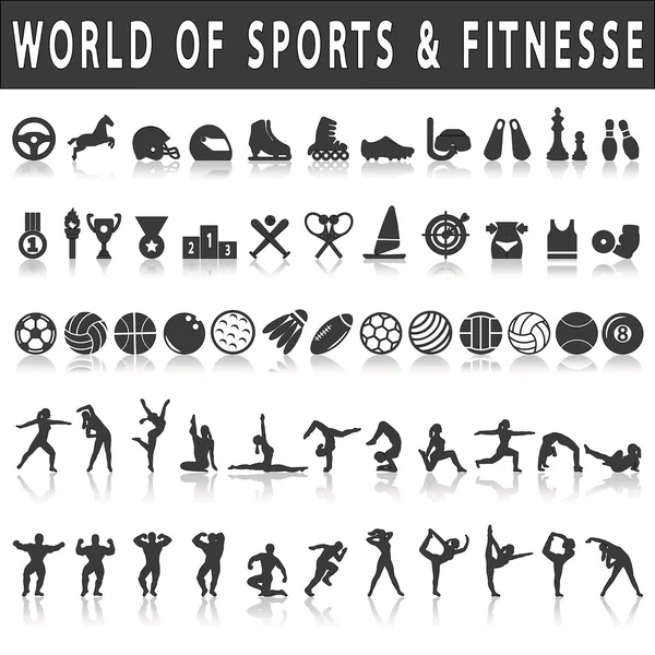 Fitness e esportes ícones — Vetor de Stock