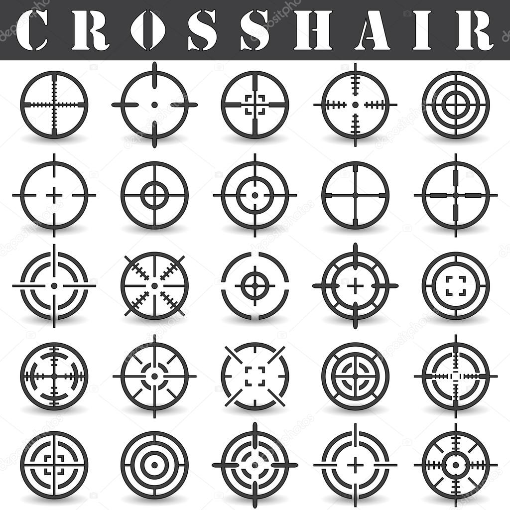 Crosshair. Icons set in vector on a white background with a shadow