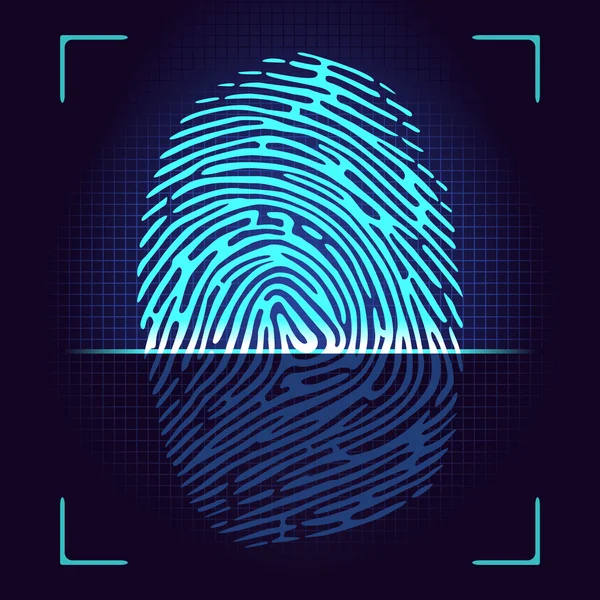 Fingerprint scanner, identification system. — Stock Vector