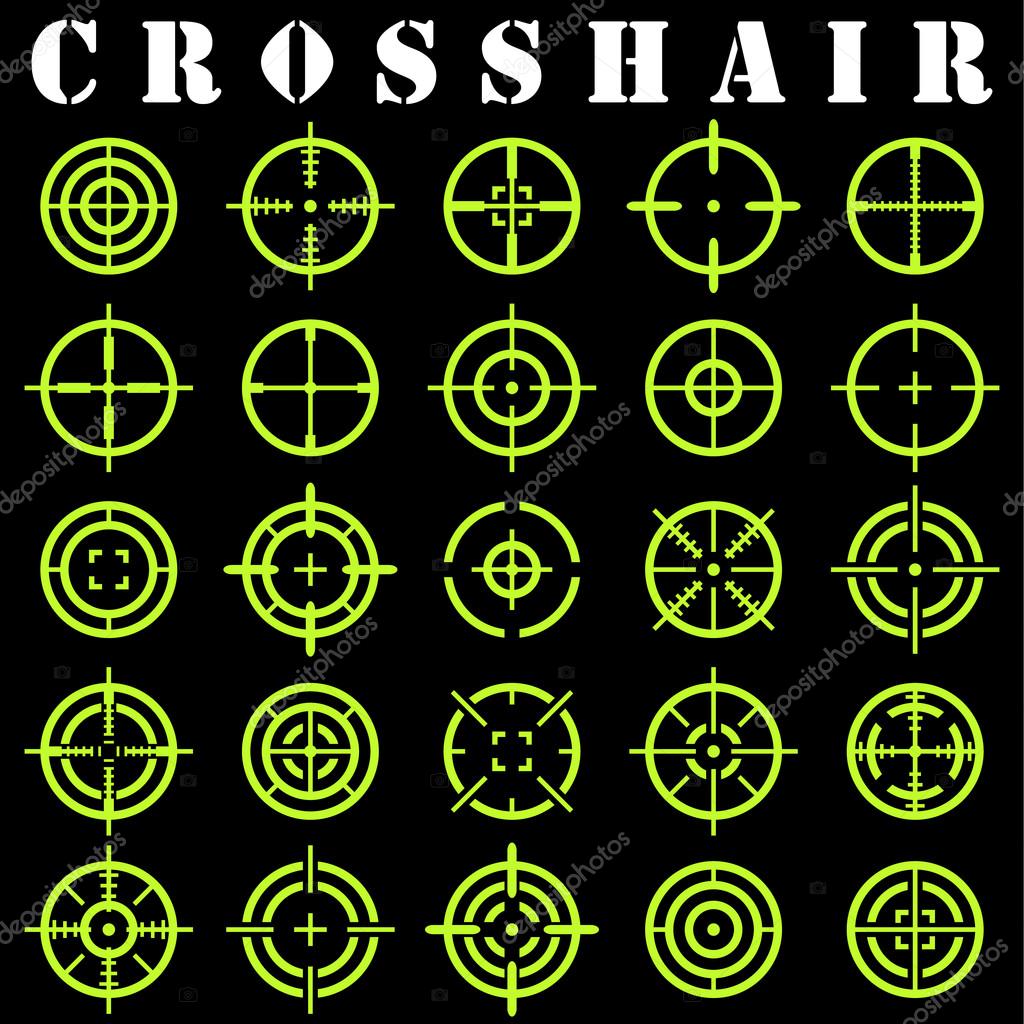 Crosshair.Icons set in vector on a black background