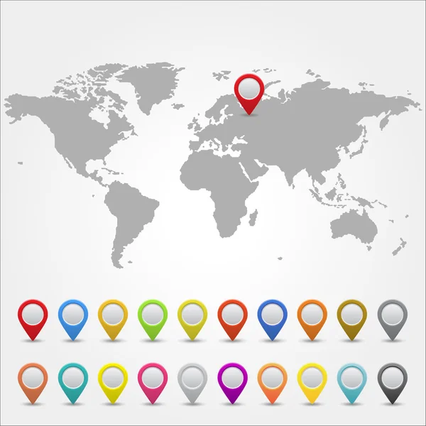 Dünya harita harita işaretçiler