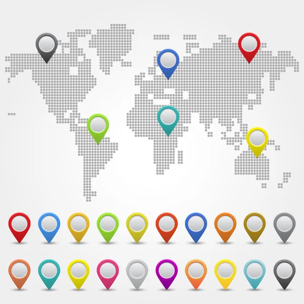 Παγκόσμιο χάρτη με τη συλλογή των 3d δείκτες — Διανυσματικό Αρχείο