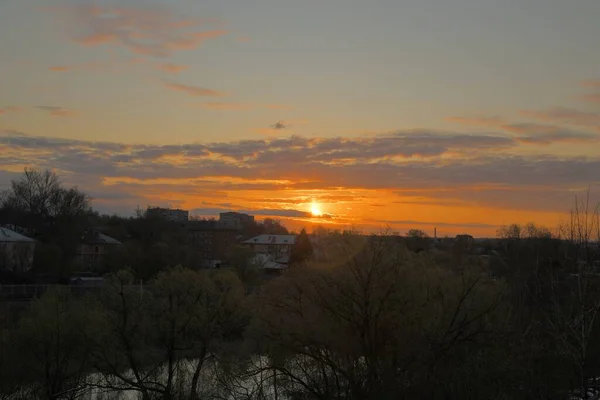 Helle Morgendämmerung Über Der Stadt Tula — Stockfoto