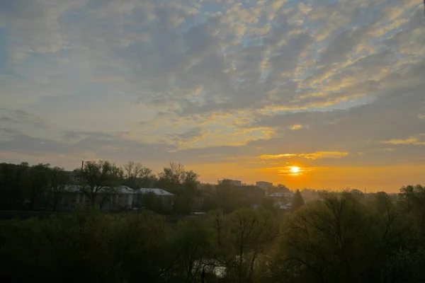 Helle Morgendämmerung Über Der Stadt Tula — Stockfoto