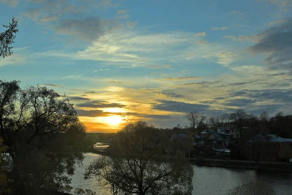 Sonnenuntergang Über Dem Kelarsky Teich Der Nähe Der Sergius Lavra — Stockfoto