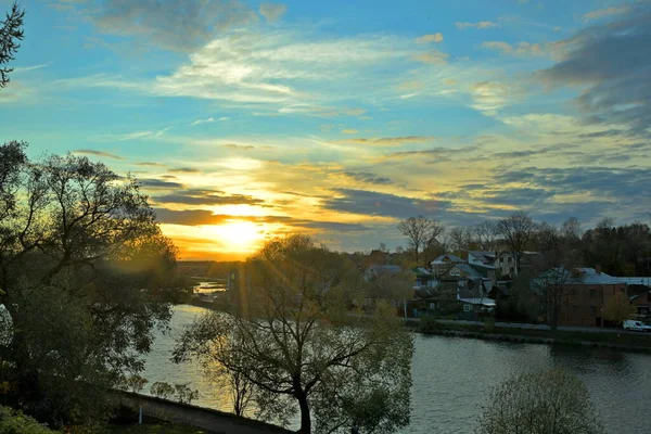 Sonnenuntergang Über Dem Kelarsky Teich Der Nähe Der Sergius Lavra — Stockfoto