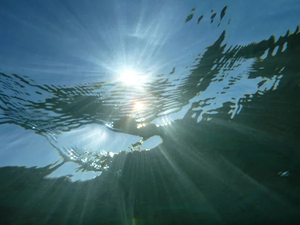 Солнечные Лучи Водой Средиземном Море — стоковое фото
