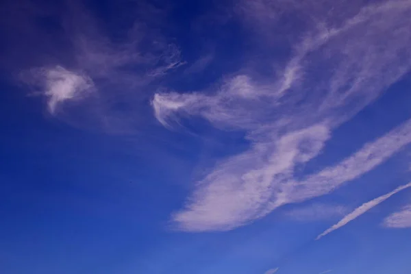unusual shape of bizarre clouds on a blue background