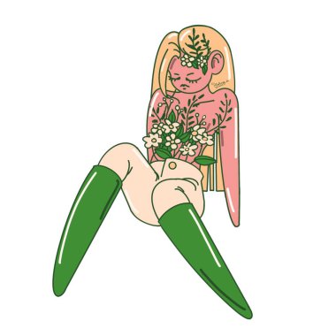 Çiçekli bir sarışın. 