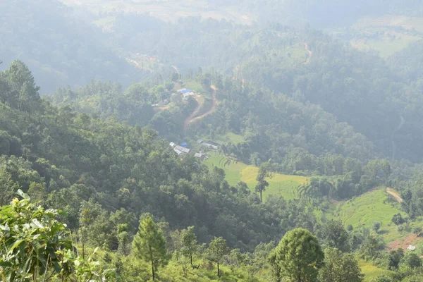 Rural Village Landscape Photo Nepal Rural Road Track Nepal Dhading — Stock Photo, Image