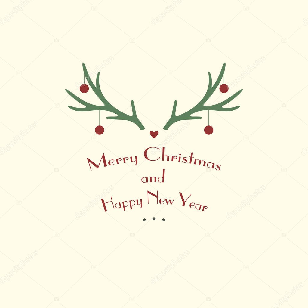 Christmas Gift Card Horns - Happe New Year. Vector Stock Illustration
