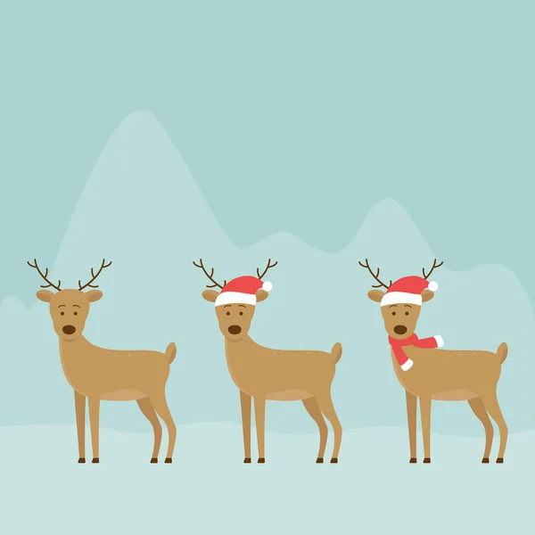 Holiday Deer Merry Christmas Vector Stock Illustration — 스톡 벡터
