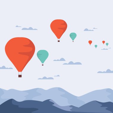 Balon Gökyüzü Manzarası. Vektör Stok Resimleri