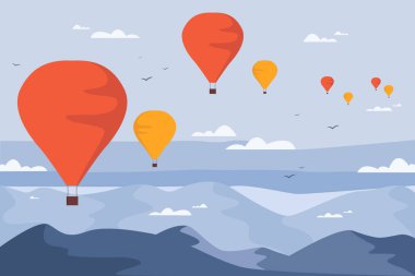 Balon Gökyüzü Manzarası. Vektör Stok Resimleri