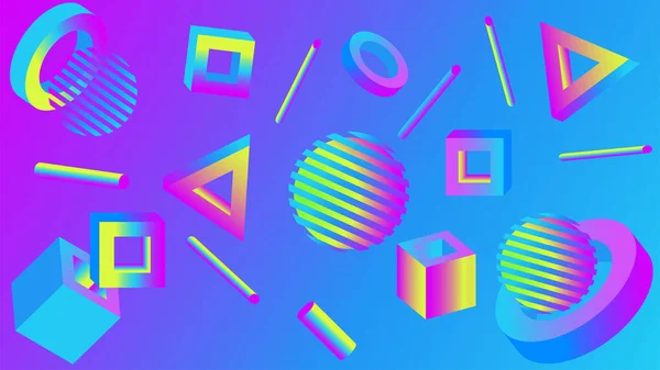 Renkli parlak hacimli 3D geometrik arkaplan. Web afişi, poster, kapak, sosyal medya sıçrama ekranı.