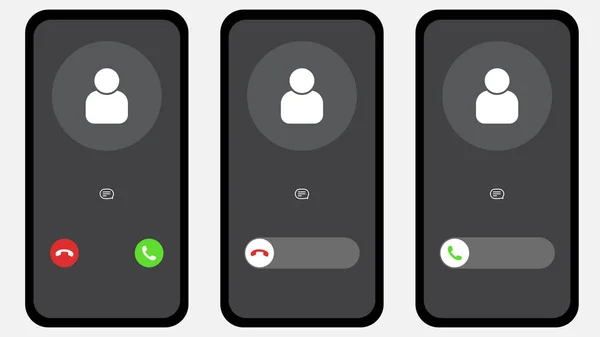 Vektordimensionslose Grafiken Iphone Anrufbildschirm Eingestellt Schnittstelle Folie Zur Antwort Akzeptiere — Stockvektor