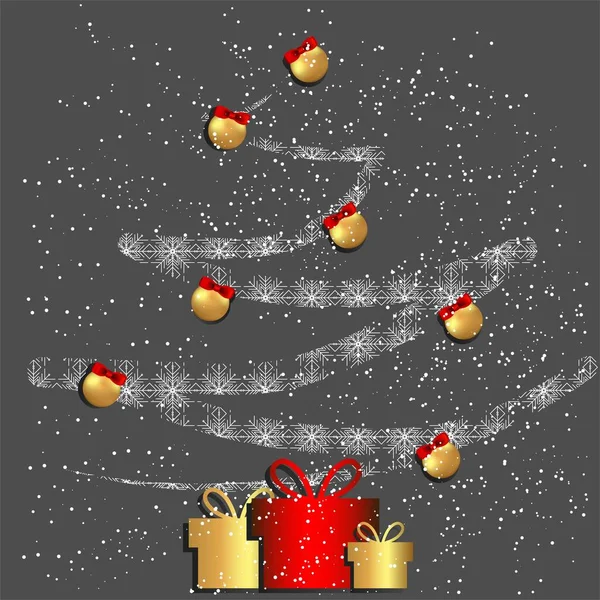 Illustrazione Vettoriale Natale Moderno Sfondo Minimalista Abstract Albero Natale Composto — Vettoriale Stock