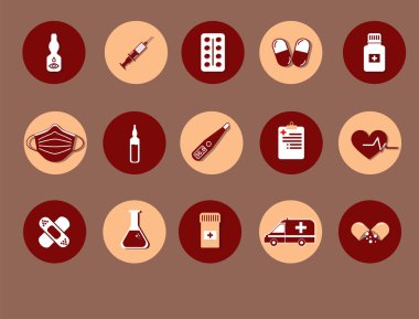 Renkli tıbbi ikonlar. Vektör illüstrasyonu.