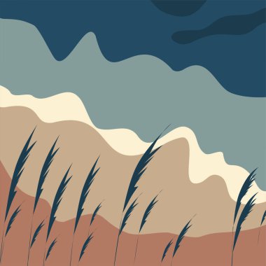 Modern vektör çizimi. Soyut plaj. Elle çizilmiş organik şekilli kolaj. Baskı, sosyal medya, afişler, davetiyeler, şirket tasarımları, kapaklar, broşürler için tasarım baskıları.