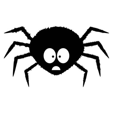 Vektör boyutsuz grafikler. Komik, sevimli, üzgün, korkmuş ve tüylü örümcek. Cadılar Bayramı için geleneksel bir karakter.