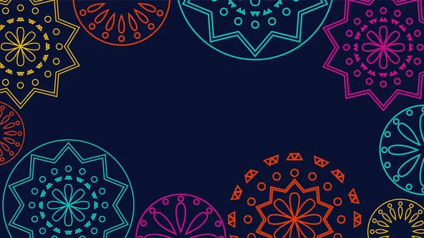 Vektör. Web afişi, poster, kapak, sıçrama ekranı, mesajını koyacak yeri olan sosyal medya. Renkli arka planda Papel Picado deseni delinmiş. İspanyol Mirası Ayı.