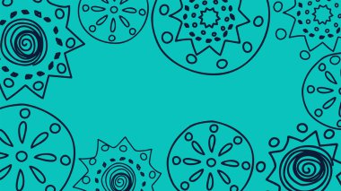 Vektör. Delinmiş monokrom desenleri, elle çizilmiş Papel Picado deseni. Hispanik Miras Ayı. Web pankartı, poster, kapak, sıçrama, sosyal ağ için çokgen desen.