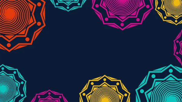 Vektör. Web afişi, poster, kapak, sıçrama ekranı, mesajını koyacak yeri olan sosyal medya. Renkli arka planda Papel Picado deseni delinmiş. İspanyol Mirası Ayı.