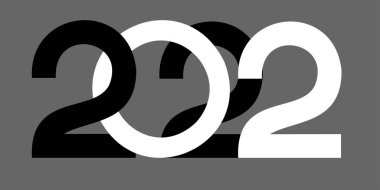 Vektör. Mutlu yıllar 2022 logo metin tasarımı. 2022 tipografik logolu şablonlar tasarla. 2022 mutlu yeni yıl sembolleri koleksiyonu. Markalaşma, afiş, kapak, kartpostal için minimalizm.