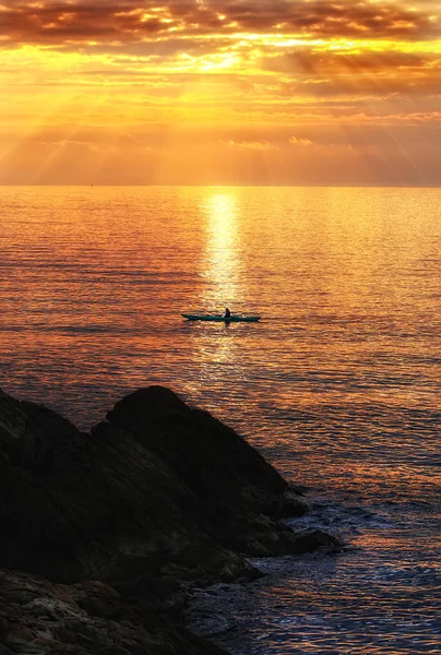 Zonsondergang kajakken — Stockfoto