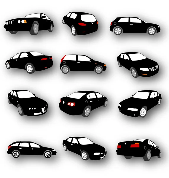 Set auto silhouetten Vector Vectorbeelden