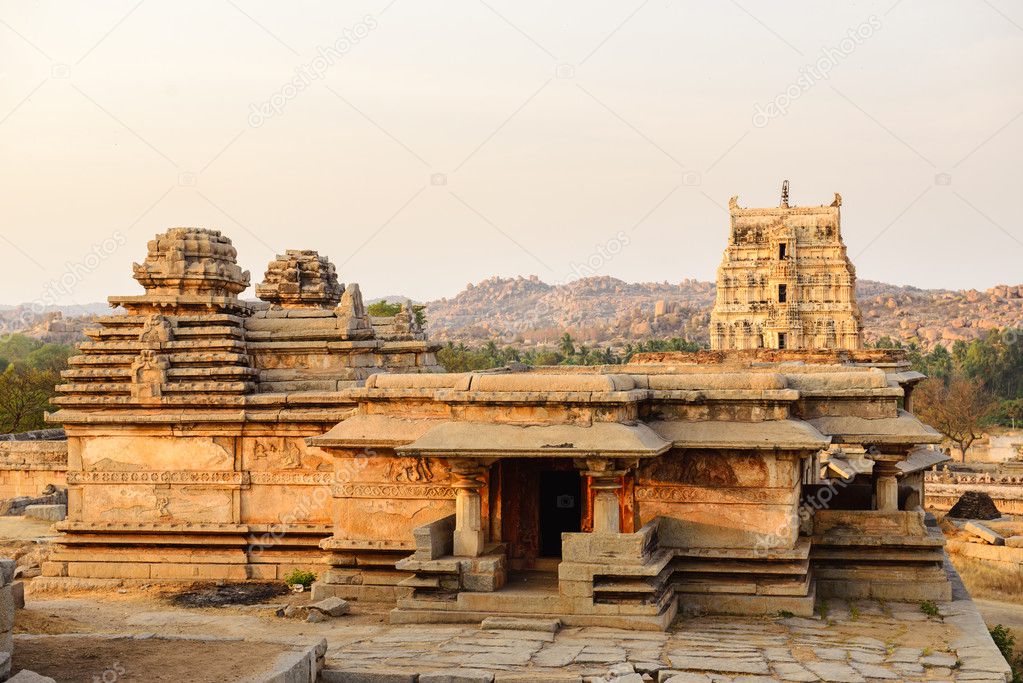 Architecture of ancient ruins of temple in Hampi