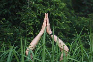 Çimenlerin üzerinde el hareketleriyle