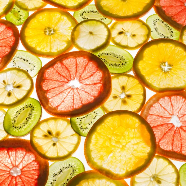 Transparency sliced fruits on white background — Stock Photo, Image