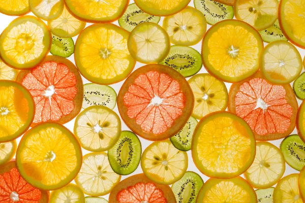 Transparency sliced fruits on white background — Stock Photo, Image