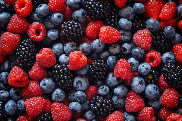 Healthy mixed fruit and ingredients from top view — Stock Photo, Image