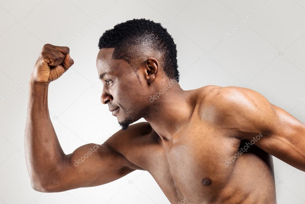 Athletic african american man shirtless